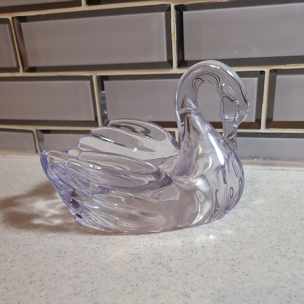 Vintage Clear Plastic Swan Soap DIsh Vintage Home Decor 1990s